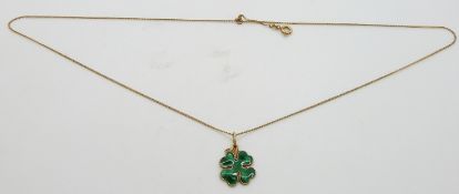 David Andersen silver pendant in the form of a clover set with green enamel