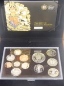 Royal Mint 2009 Executive Proof coin set comprising 14 coins, including two two pound, one pound and
