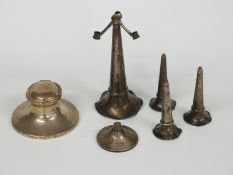 George V hallmarked silver epergne with four trumpets, height 18cm, Birmingham 1918 maker's mark