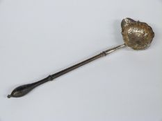 Georgian hallmarked silver toddy ladle, London 1749 maker's mark JJ, length 31cm