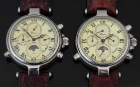 Two Stauer Graves 33 gentleman's automatic triple calendar wristwatches ref. 13372 both with with