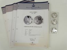 Three London Mint Office silver proof Kings and Queens of Great Britain coins comprising Edward I,