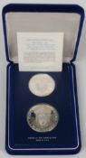 Franklin Mint Republic of Panama 10 Balboa and 5 Balboa coins in sterling silver, cased with