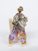 Murano glass and white metal clown marked Italy 925, height 7.5cm