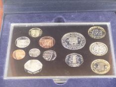 Royal Mint 2009 proof coin set comprising 14 coins, including two two pound, one pound and Kew