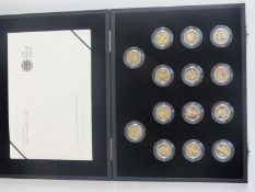 Royal Mint 2008 one pound coin silver proof collection comprising 14 coins, in original case with