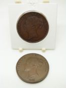 1848 Victorian copper penny, NEF together with a further VF+ example