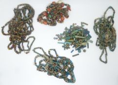 Four ancient Egyptian bead necklace and further loose beads