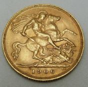 Edward VII 1906 gold half sovereign