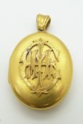 Victorian gold locket, 4.5 x 2.5cm, 16.6g