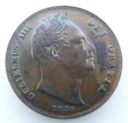 1835 William IV farthing, toned, EF+ - unc
