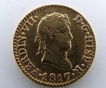 Ferdinand VII of Spain ½ Escudo gold coin 1817, 1.67g
