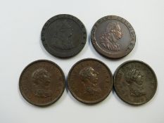 Two George III 1806 copper pennies together with an 1807 example, all VF+, two cartwheel pennies