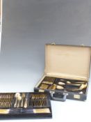 Twelve place setting canteen of Bestecke SBS Solingen gilt cutlery.