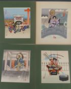 Four Japanese woodblock prints, 27cm x 24cm