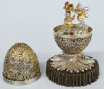 Christopher Lawrence novelty hallmarked silver and gilt surprise musical egg, the the interior