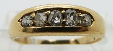Edwardian ring set with five old cut diamonds (size M)
