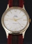 Smiths Empire gentleman's wristwatch with gold baton markers, red arrow tipped seconds hand, linen
