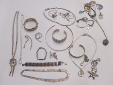 Two silver bangles, a silver bangle marked Suarti, silver christening bangle, a large quantity of