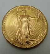 1927 USA Liberty standing, eagle reverse, twenty dollar gold coin, 33.4g