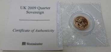 Elizabeth II 2009 gold quarter sovereign