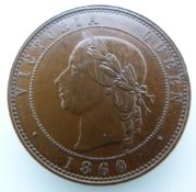 Victorian pattern 1860 penny in bronzed copper by Moore, (Peck 2101), obverse I, reverse A small