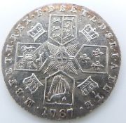 1787 George III sixpence, no semee of hearts reverse, EF