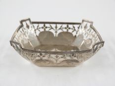 George V hallmarked silver pierced bonbon dish, Birmingham 1915 maker E S Barnsley & Co, width 10cm,