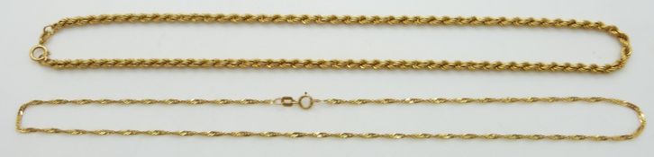 Two 9ct gold necklaces, 5.3g