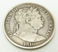 George III bull head 1816 half crown, GF, S3788