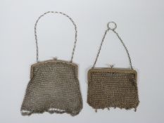 Two white metal mesh purses, one marked 935, width 12.5cm, the other indistinctly marked including
