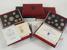 Seven Coinage of Great Britain sets comprising 1992, 1993, 1995, 1996 x2, 1998 and 1999, all but