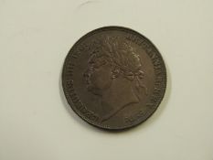 George IV 1822 TERTIO crown, small flaw under bust, otherwise near EF