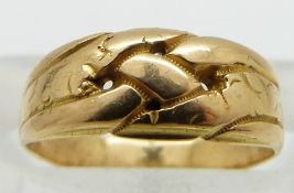 Victorian yellow metal knot ring, 2.9g, size H