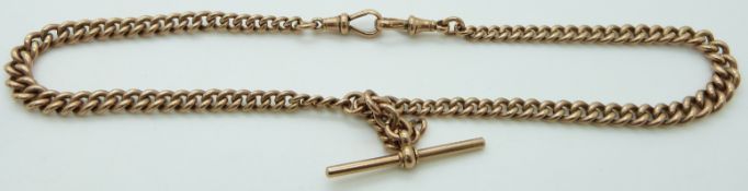 A 9ct rose gold graduated double Albert, 46.9g