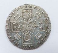 1787 George III sixpence without semee of hearts, VF
