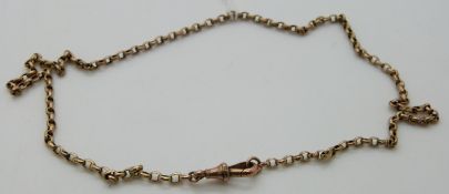 Victorian 9ct gold necklace/ watch chain, 4.3g