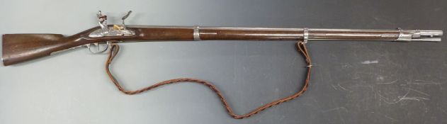 French flintlock three band hammer action musket with lock stamped 'M.'e imp.le De St etienne',