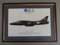 Hawker Hunter 50th Anniversary, signed print, Hunter T7AWV318'D' Delta Jets, Kemble, 28 x 42cm