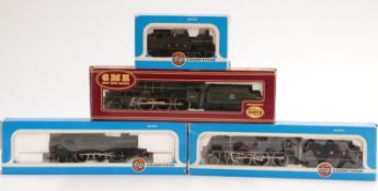 Four Airfix 00 gauge locomotives BR 4-6-0 Royal Scott 46100 54121-3, LMS 4-6-0 Royal Scots