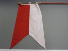 A reproduction cavalry lance with pennant. length 214cm.