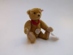 Steiff Teddy bear 100 Years of Steiff with blonde mohair, jointed limbs and ceramic pendant, limited