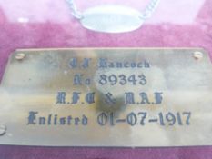 WWI Royal Flying Corps / Royal Air Force mounted medal pair awarded to 89343 I.A.M C.J Hancock R.A.F