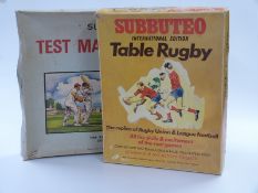 Two Subbuteo games Table Cricket and Table Rugby International Edition, both in original boxes