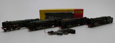 Five Hornby Minitrix N gauge locomotives, two Britannia 203, Evening Star 92220, 92018 and