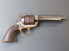 Adler Model 1873 blank firing six-shot Colt replica single action revolver with shaped wooden grips,