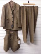 Harris Tweed gentleman's three piece suit by Peter Christian, size 44R