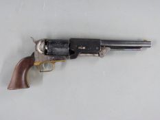 Armi San Marco Colt style .44 revolver with cylinder marked 'Model U.S.M.R. Patent No. 1987' and
