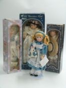 Four The Leonardo Collection porcelain collectors' dolls, all in original boxes