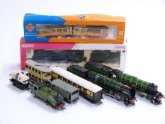 Nine Hornby, Lima and ROCO 00 gauge locomotives, coaches and wagons including LNER 4-6-2 Class A4
